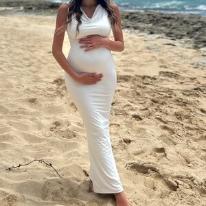 White maxi dress. It’s not a maternity dress. Size small regular. Worn once.